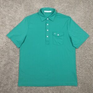 Criquet Polo Shirt Mens Large Green Flap Pocket Performance Golf Wicking Stretch